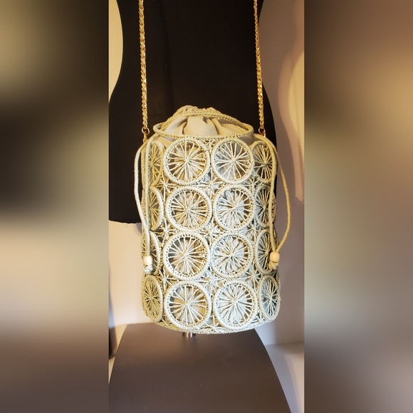 House of Harlow 1960 Rattan Woven Bucket Bag Nwt - Picture 9 of 13